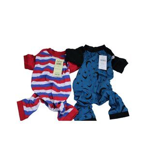 2  Leveret Dog Pajamas Surgery Recovery Suit Blue 92331 Stripes Moon Stars